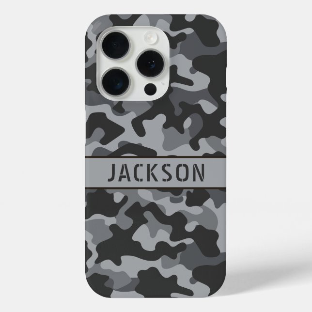 Gray Camouflage Personalized Case-Mate iPhone Case (Back)