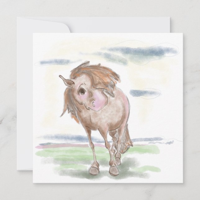 Gray card, gift card with horse demotive (Front)