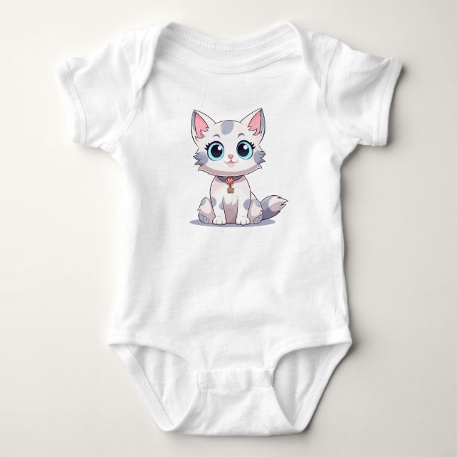 Gray Cat Baby Bodysuit (Front)