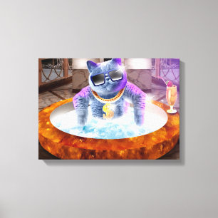 Gray cat in the bathtub canvas print