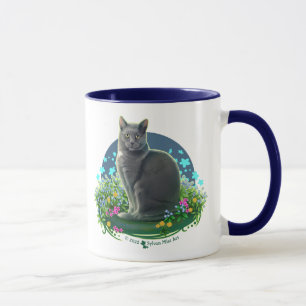 Gray Cat in the Flower Garden Mug