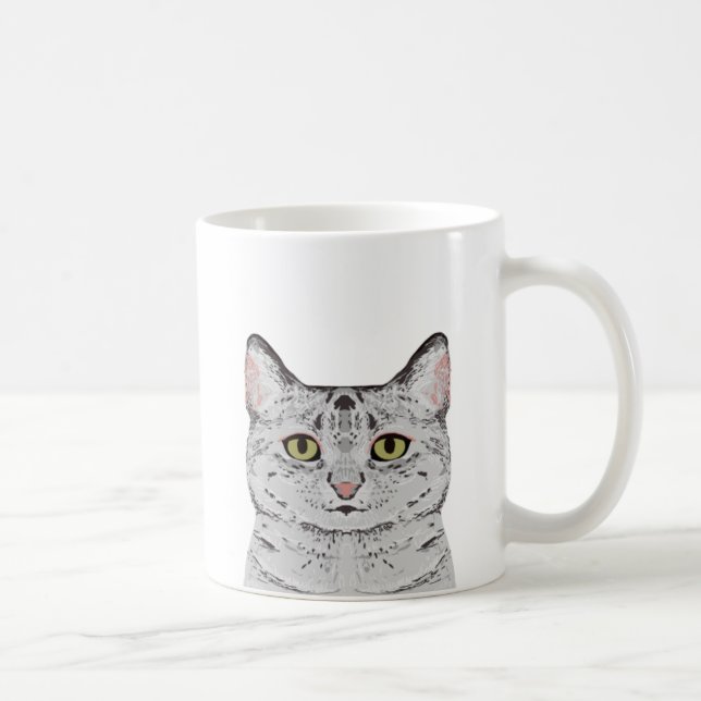 Gray Cat Mug - mignon chat mug (Droite)