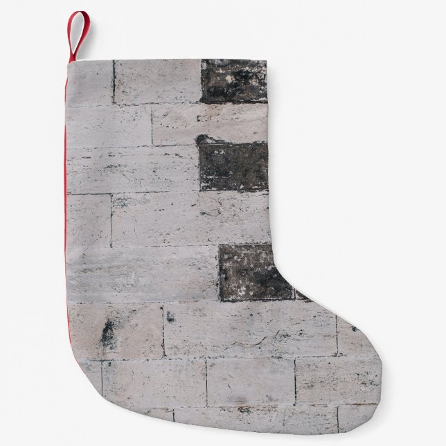 Gray cement wall small christmas stocking (Front)