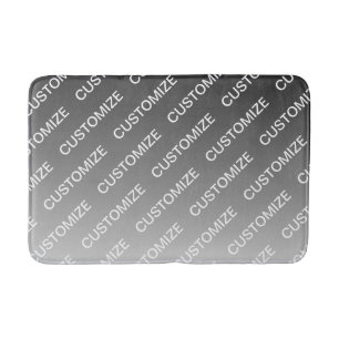 Gray (changeable color) Ombre & Text Pattern Bath Mat