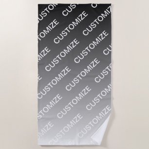 Gray (changeable color) Ombre & Text Pattern Beach Towel