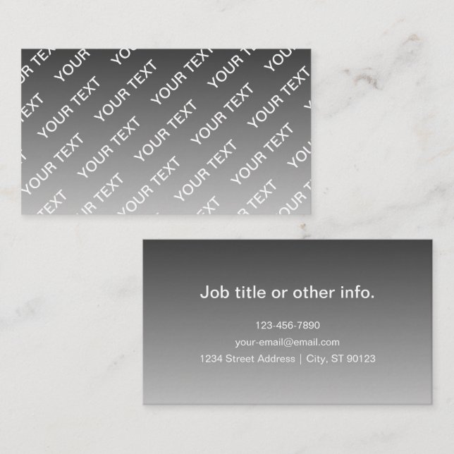 Gray (changeable color) Ombre & Text Pattern Business Card (Front/Back)