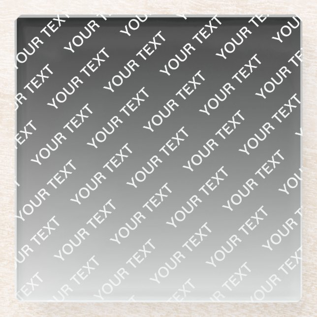Gray (changeable color) Ombre & Text Pattern Glass Coaster (Front)