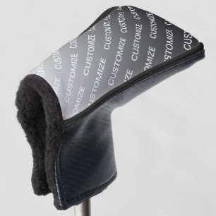 Gray (changeable color) Ombre & Text Pattern Golf Head Cover