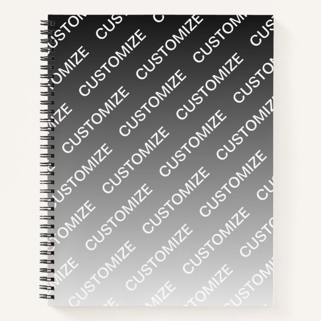 Gray (changeable color) Ombre & Text Pattern Notebook (Front)