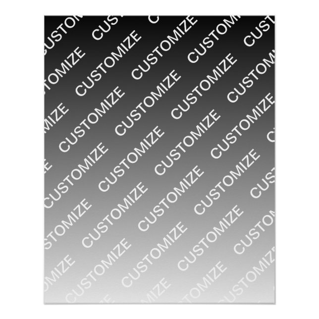Gray (changeable color) Ombre & Text Pattern Poster (Front)