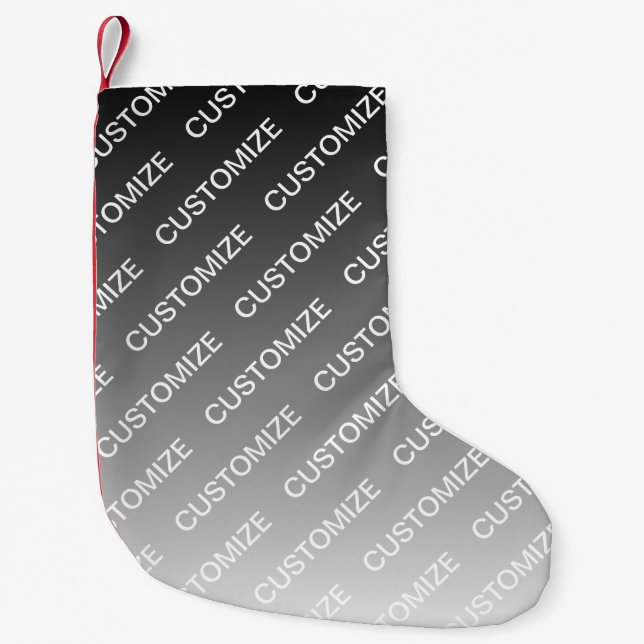 Gray (changeable color) Ombre & Text Pattern Small Christmas Stocking (Front)