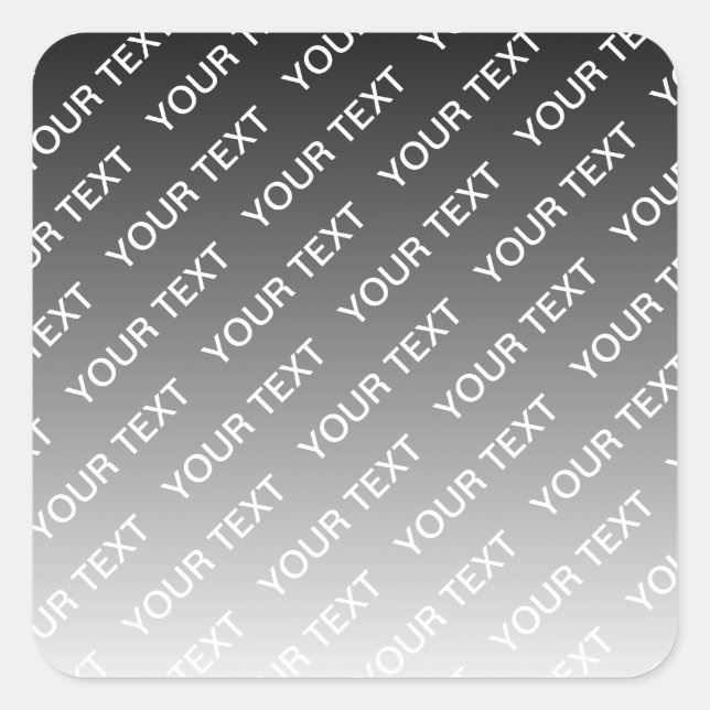 Gray (changeable color) Ombre & Text Pattern Square Sticker (Front)