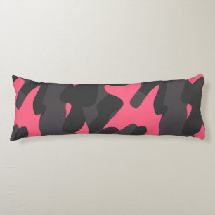 Gray, Charcoal and pink camo Body Pillow