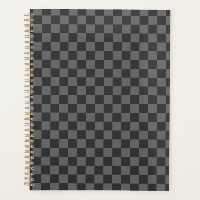 Gray Checkered Checkerboard Planner (Front)