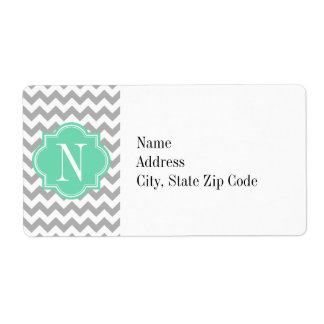 Gray Chevron avec Monogramme de menthe