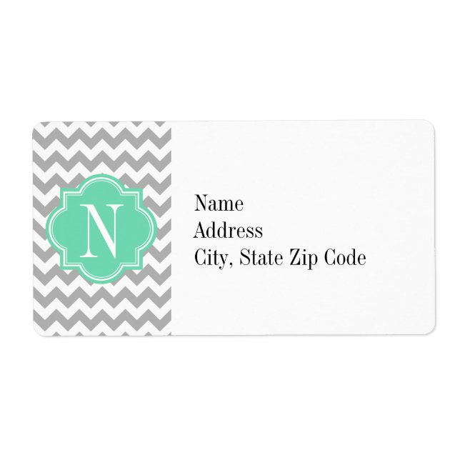 Gray Chevron avec Monogramme de menthe (Devant)