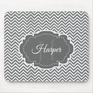 Gray Chevron Personalized Mouse Pad
