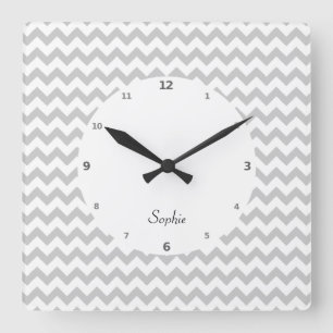Gray Chevrons On White Wall Clock