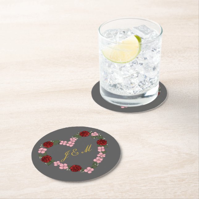 Gray coaster with a pink and red heart (Insitu)