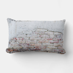 Gray concrete bricks wall lumbar pillow