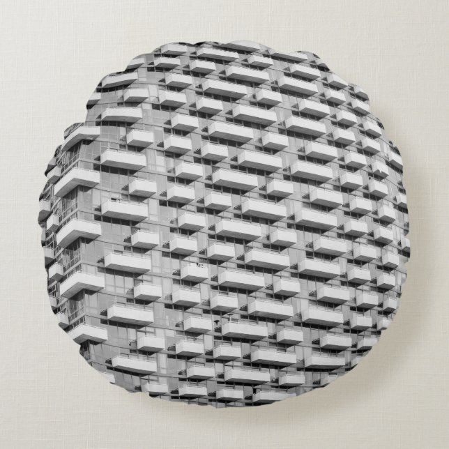 GRAY CONCRETE BUILDING ROUND PILLOW (Front)