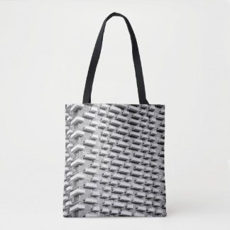 Gray concrete building tote bag