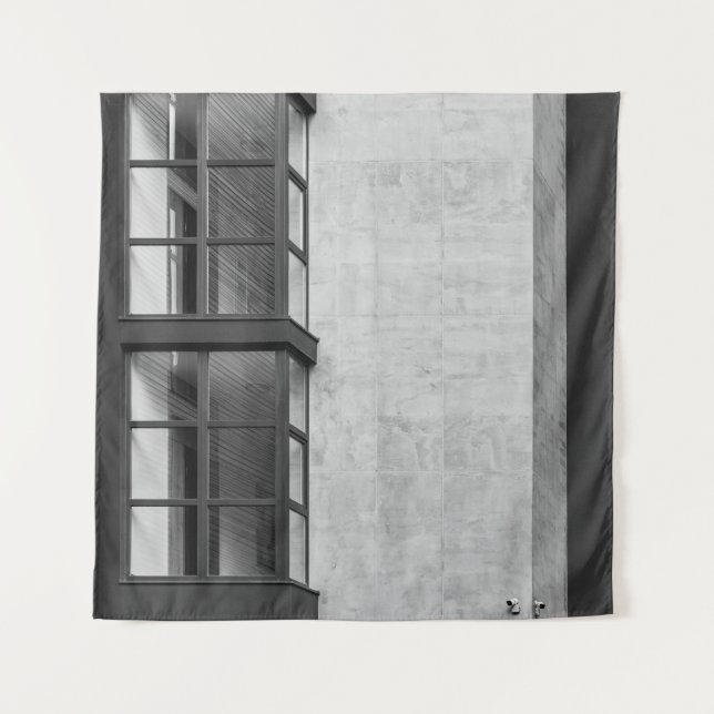 GRAY CONCRETE BUILDING WITH GLASS WINDOW TAPESTRY (Front)