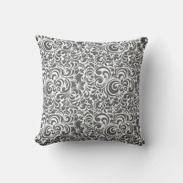 GRAY-CREAM-SWIRLS THROW PILLOW (Front)