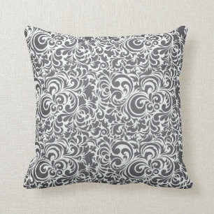 GRAY-CREAM-SWIRLS THROW PILLOW