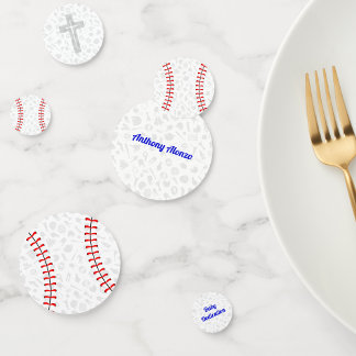 Gray Cross Baseball Baby Dedication Party Confetti