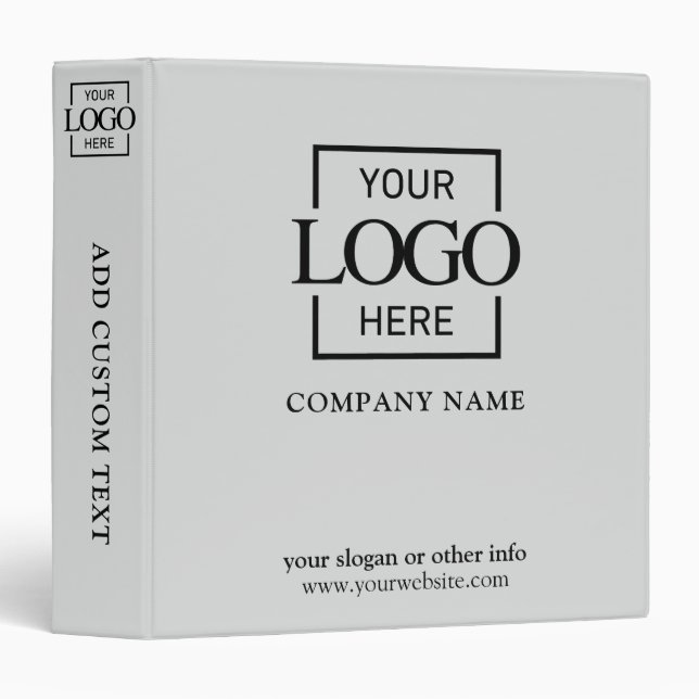 Gray Custom Business Logo Professional No Minimum Binder (Front/Spine)