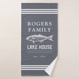 Gray Custom Family Lake House Serviette de bain