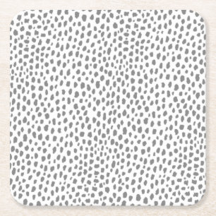 Gray Dalmatian Spots (gray/white) Square Paper Coaster
