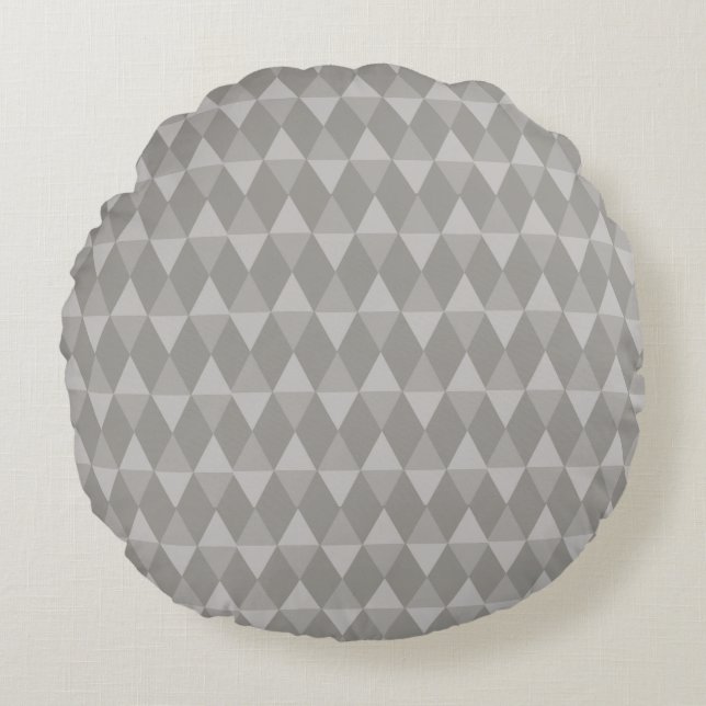 Gray Diamond Pattern Round Pillow (Front)