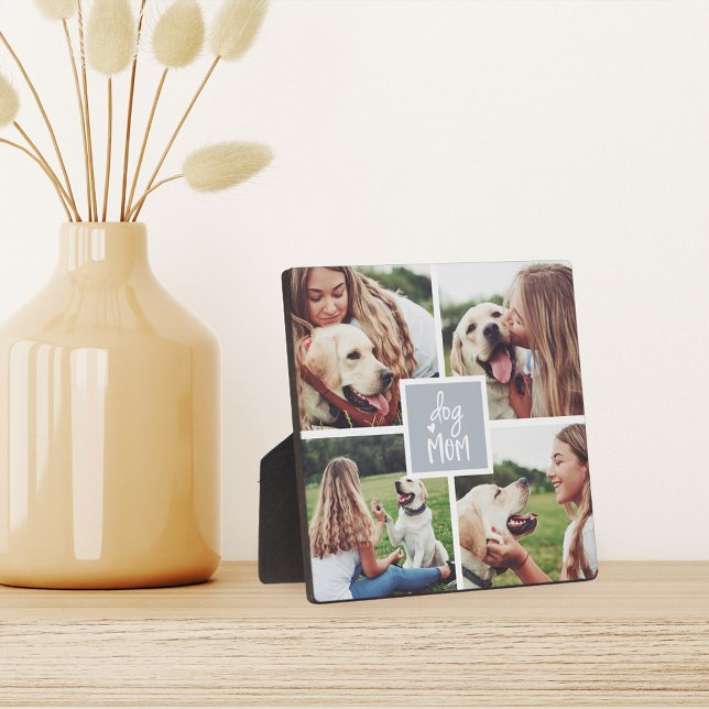 Gray | Dog Mom Photo Collage Plaque (Creator Uploaded)