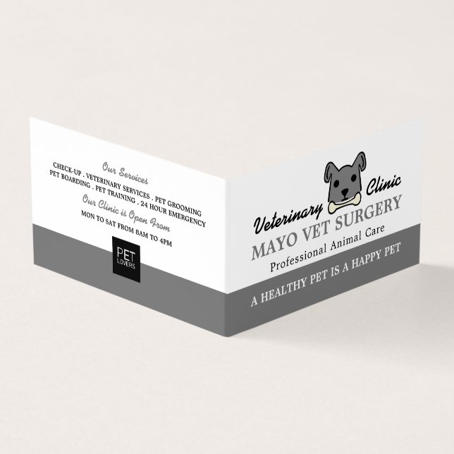Gray Dog, Veterinarian, Veterinary Detailed Business Card (Outside)