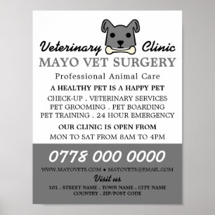 Gray Dog, Veterinarian, Veterinary Service Poster