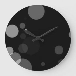 Gray Dots On Black Background Large Clock