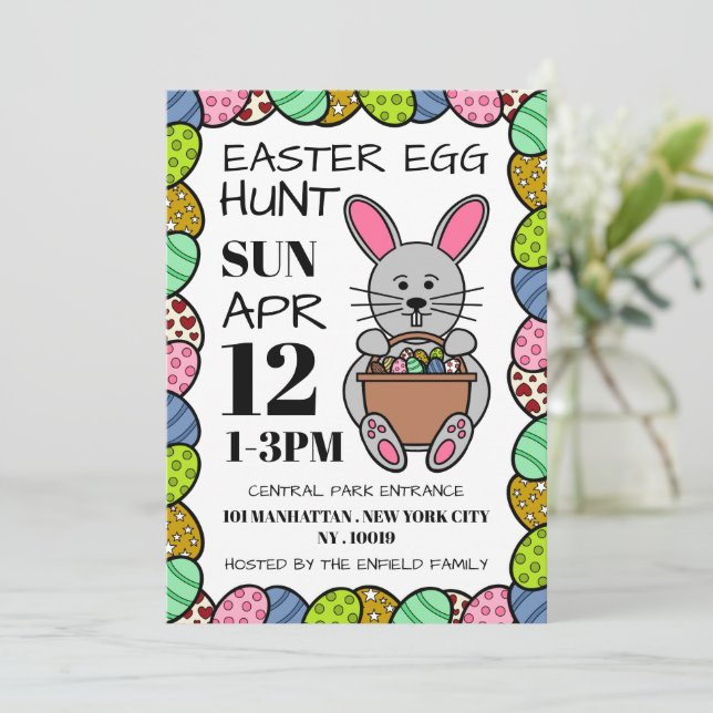 Gray Easter Bunny, Easter Egg Hunt Announcement (Standing Front)