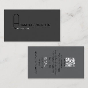 Gray   Élégant Carte de visite de code QR standard