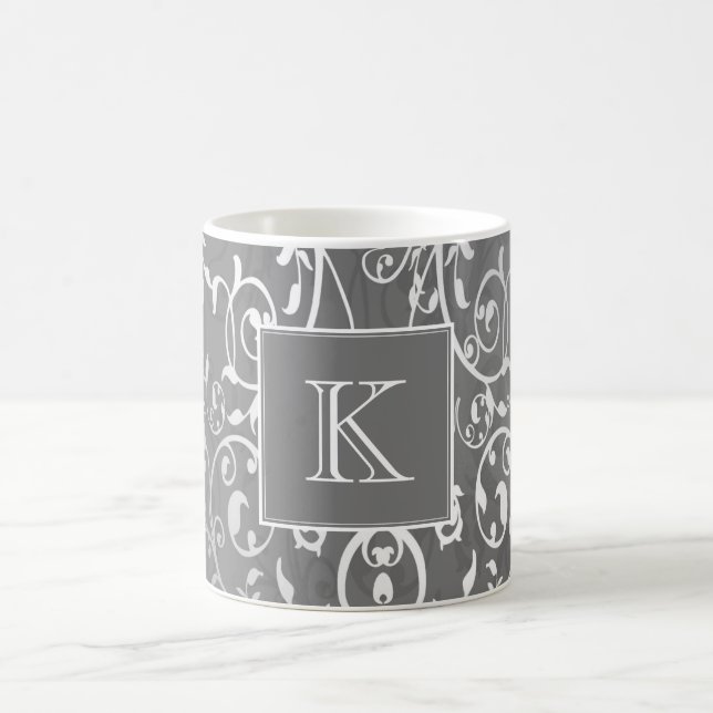 Gray Élégant Monogramme de Mug (Centre)