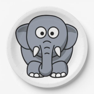 GRAY ELEPHANT PAPER PLATE