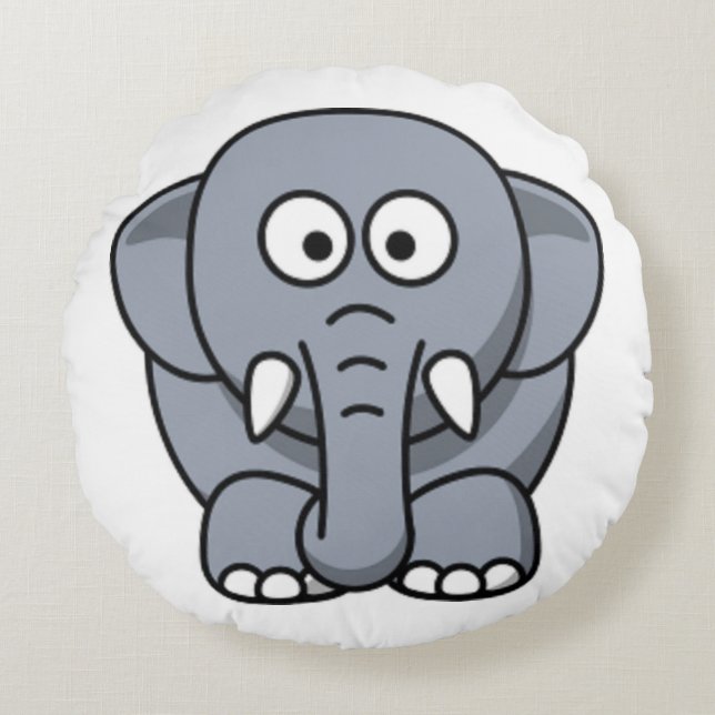 GRAY ELEPHANT ROUND PILLOW (Front)