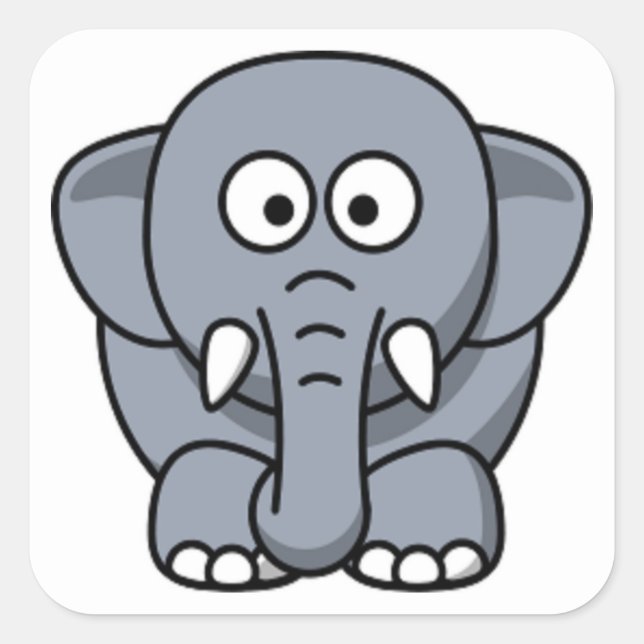 GRAY ELEPHANT SQUARE STICKER (Front)