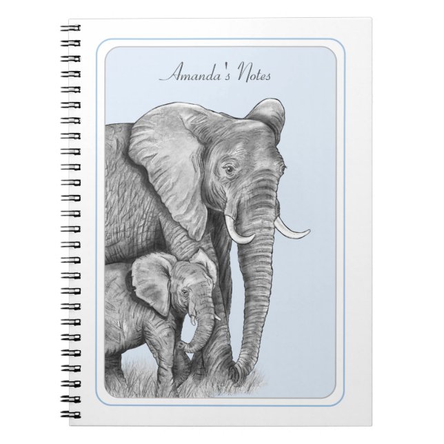 Gray Elephants Personalized Notebook (Front)