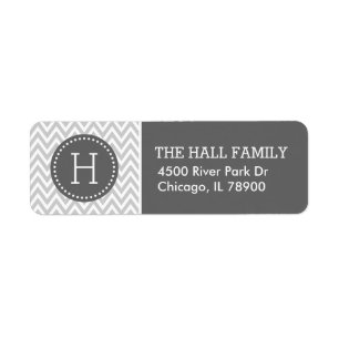 Gray et charbon de bois Chevron Monogramme