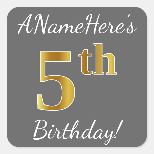 Gray, Faux Gold 5e anniversaire + Autocollant de n (Devant)