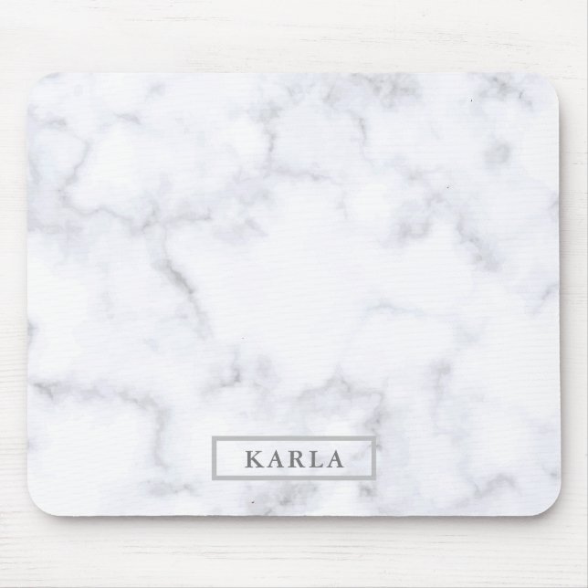 Gray faux marble texture background mouse pad (Front)