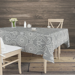 Gray fibrous textile octopus seeds patterned tablecloth