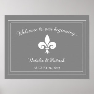 Gray Fleur de Lis Wedding Poster